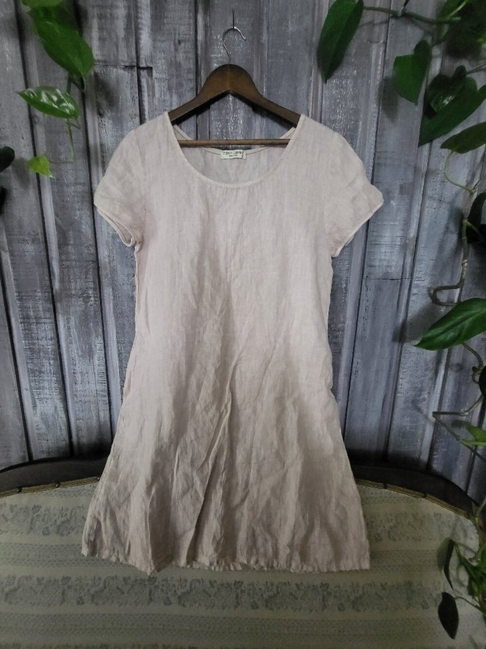 Italian Linen Shift Dress Pink L Terzo Millennio